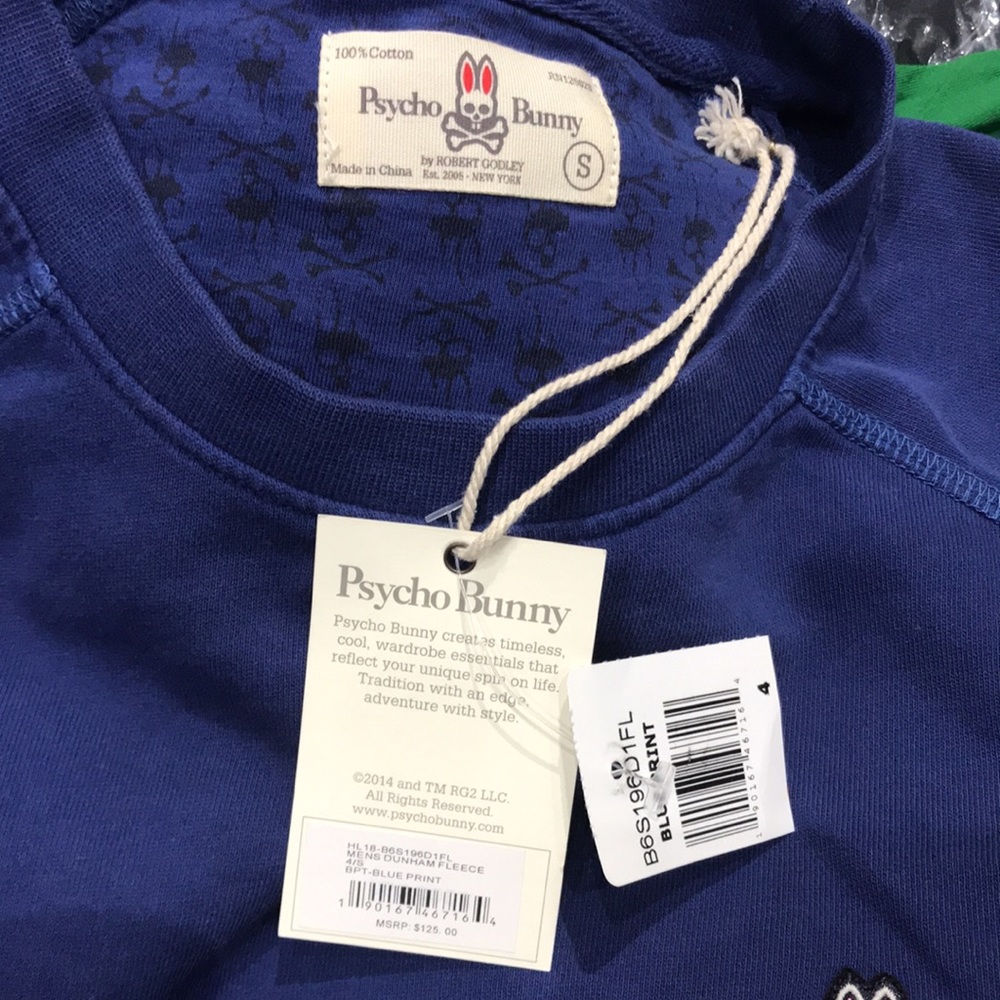 BNWT Men Psycho Bunny Logo Sweatshirt Assorted sizes Blue - Picture 10 of 10